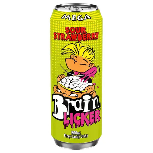 MEGA BRAIN LICKER SOUR STRAWBERRY FIZZY CANDY DRINK 500ml